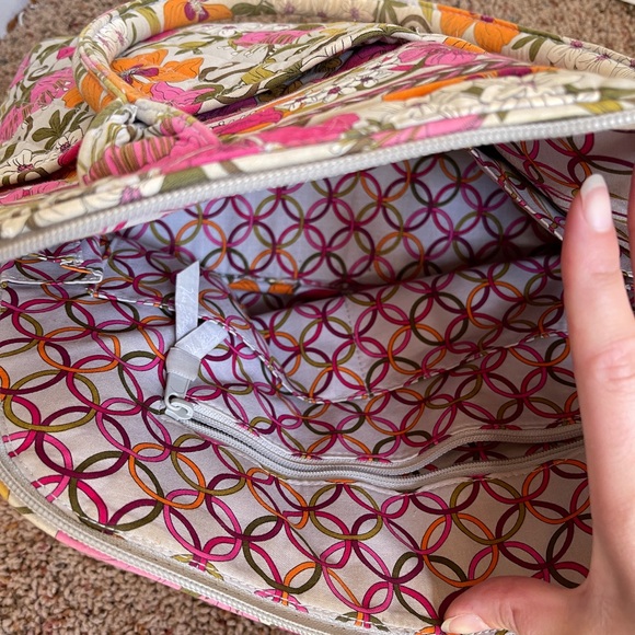 Vera Bradley Tea Garden Metropolitan Zip Medium Bag Wild Flowers EUC - Picture 7 of 9